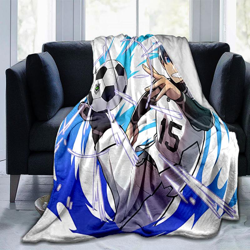 1pc Soccer Player Action Flannel Blanket Soft Warm Throw Blanket for Bedroom Living Room Bed Travel Camping Picnic Gift. MT7150185