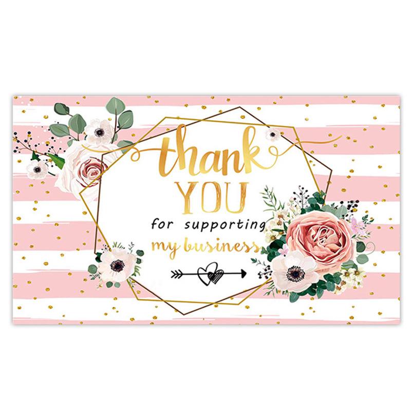 Pink 'Thank You' Cards - 50 Sheets/Pack for Gift Boxes, Decorations, and Postcards