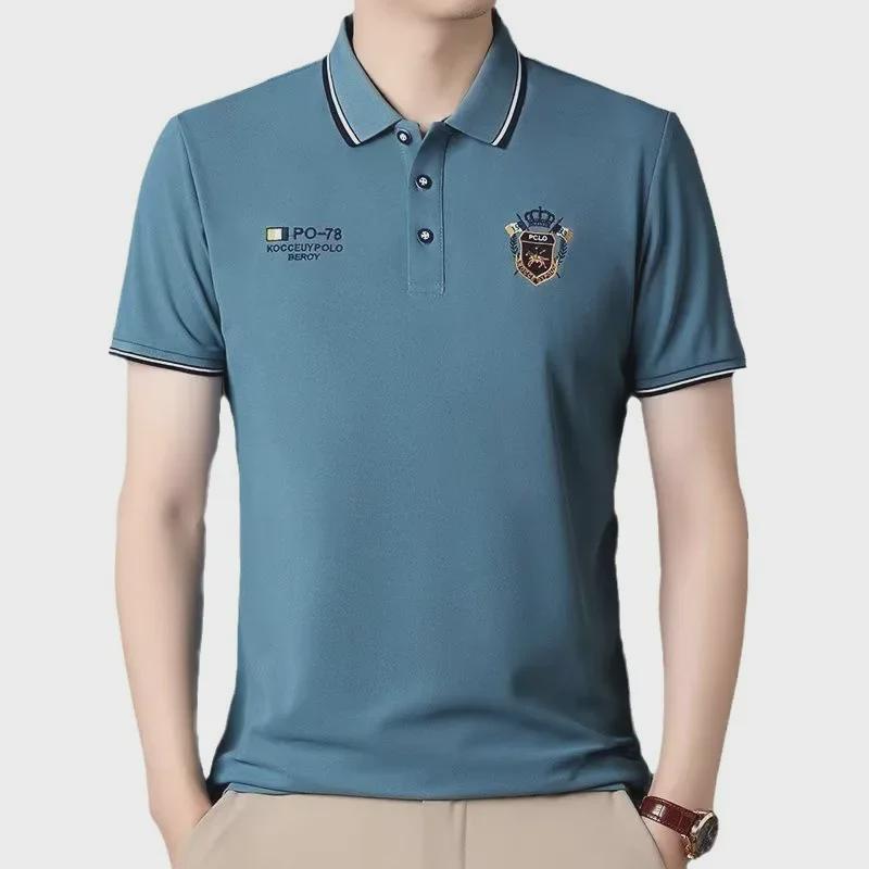 Men's High-Quality Embroidered Short-Sleeve POLO Shirts, Loose Fit for All Ages, Summer Style
