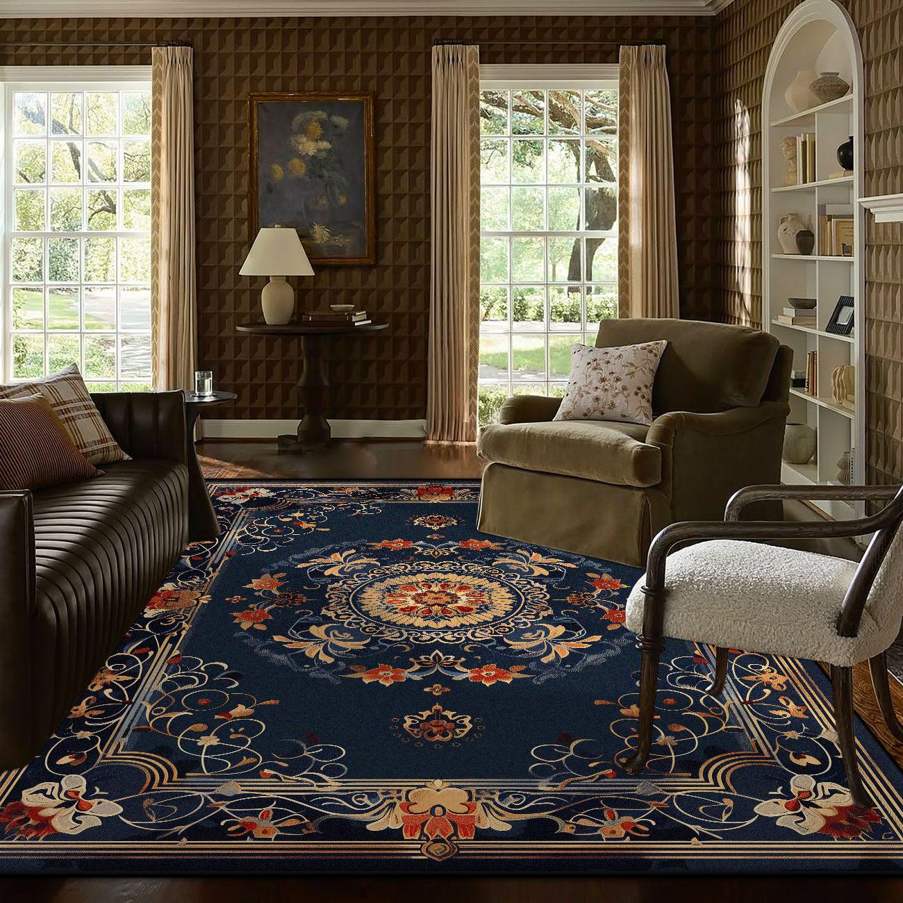 

Персидский Роскошный Ковер Европейский Стиль Декорация Большая Гостиная Пушистый Плюшевый Коврик Спальня Прикроватный Утолщенный Напольный Коврик Нескользящий 60*90cm