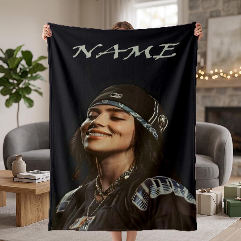 Billie Eilish Custom Flannel Blankets Soft Warm Cozy Throws for Home Decor Holiday Gifts