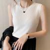 2026 Spring Women's Slim Fit Solid Color Knit Sleeveless Sweater Vest