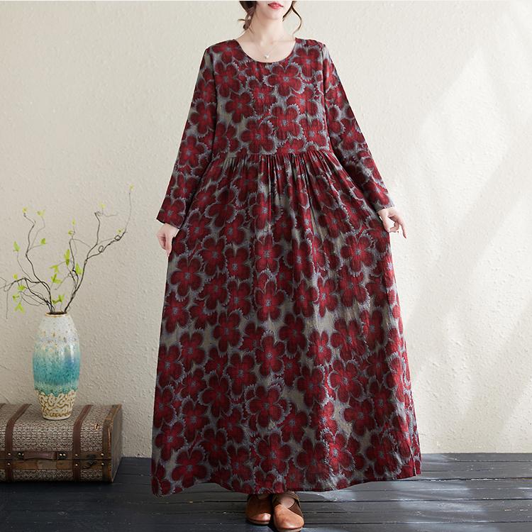 DIMANAF 2024 Rochie de primăvară mărime Plus pentru femei, rochie boemă ocazională cu imprimeu floral, rochie lejeră pentru plajă, decolteu O, verde, femeie