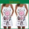 Vintage Boho Dameslos Zomer Mouwloos 3D Bloemenprint Tank Mini Jurk Voor Moeiteloze Stijl