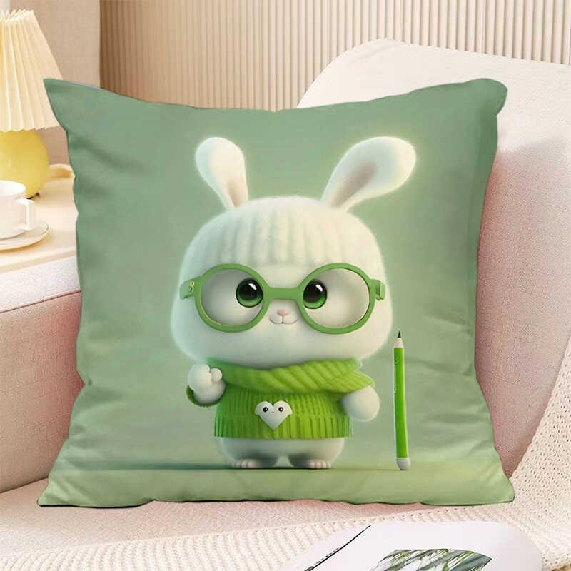 

Декоративная наволочка с милым принтом кролика для спальни, гостиной, квадратная подушка, наволочка 40x40cm
