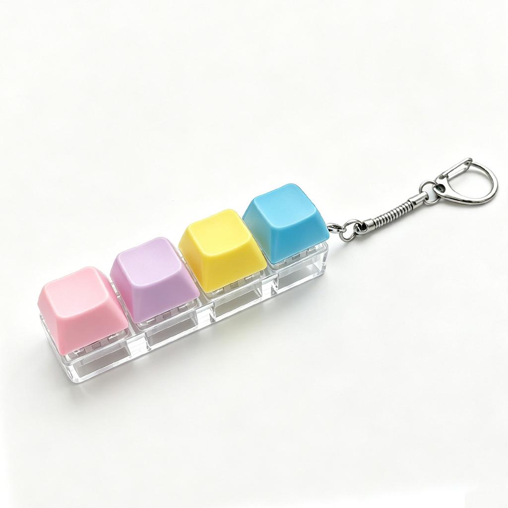 NEW Keyboard Keychain Fidget Toy, Crystal Clicker Sensory Toy for Stress Relief, Keyboard Keychain Fidget Gadget for Adults Kids