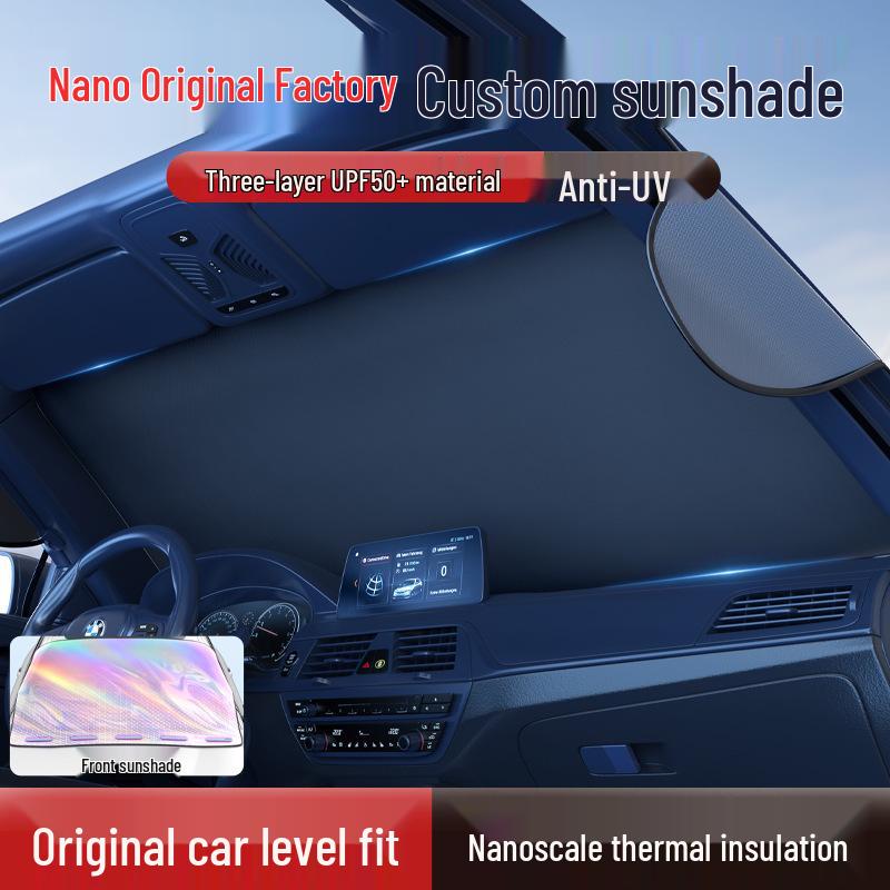 Titanium Silver Car Windshield Sunshade – Heat Insulation Blackout Curtain