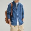 Spring and Summer Denim Shirts for Men Daily Casual Shirts Pure Cotton Lapel Collar Long Sleeve Men Shirt with Pocket Korean Fashion Men Tops