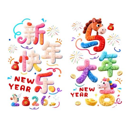 Chinese New Year Window Clings 2026 Year of The Horse Window Sticker Removable Static Decals for Spring Festival Restaurant Store Party Decor