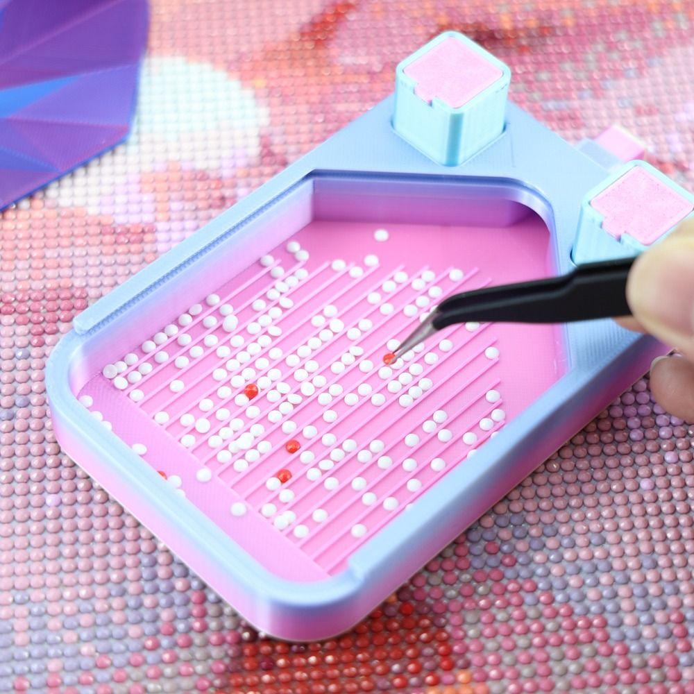 DIY Craft Diamond Painting Tray with Lid Beading Plates Storage Flip Drill Tray Multi Functional Embroidery Drill Storage Box
