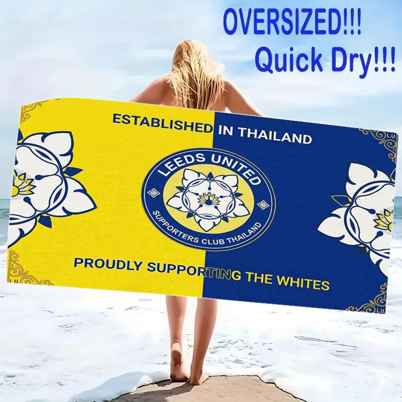 Leeds United Print Beach Towel, Large Soft Quick Dry Towel for Beach Camping Swimming