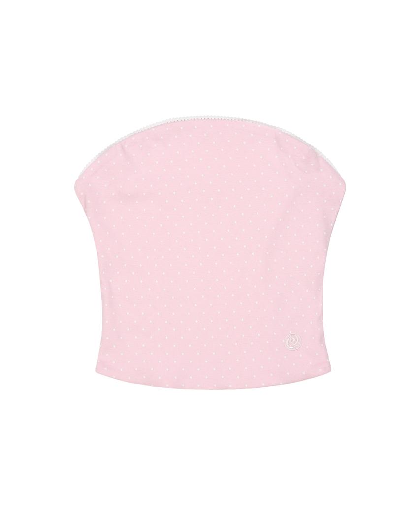 Kolallikeu Dot Cozy Tube Top Light Pink