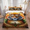 3pcs Tiger Flame Design Bedding Set - 1 Duvet Cover + 2 Pillowcases(Core Not Included), Machine Washable Polyester Yy251216178