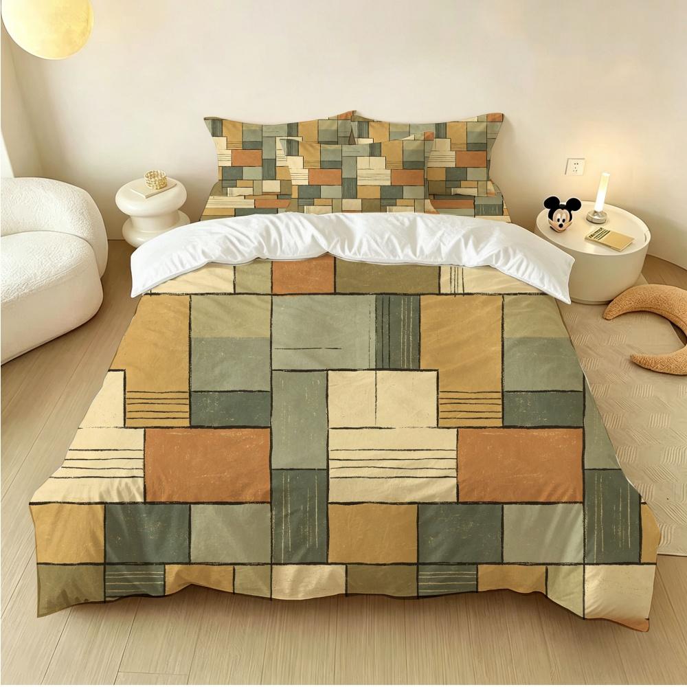 New Design Contrasting Checkerboard Printed Coreless Down Duvet Cover Set,Multi Size Bedding Decoration,Machine Washable
