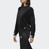 adidas Women's Black Velvet Crew Neck Loose Casual Sports Sweatshirt FI9254