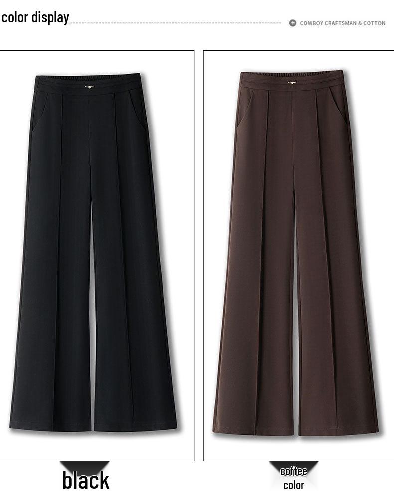 Women's Straight Wide-Leg High-Waist Pants for Spring/Autumn 2026 - Casual, Versatile Fashion for Middle-Aged & Elderly