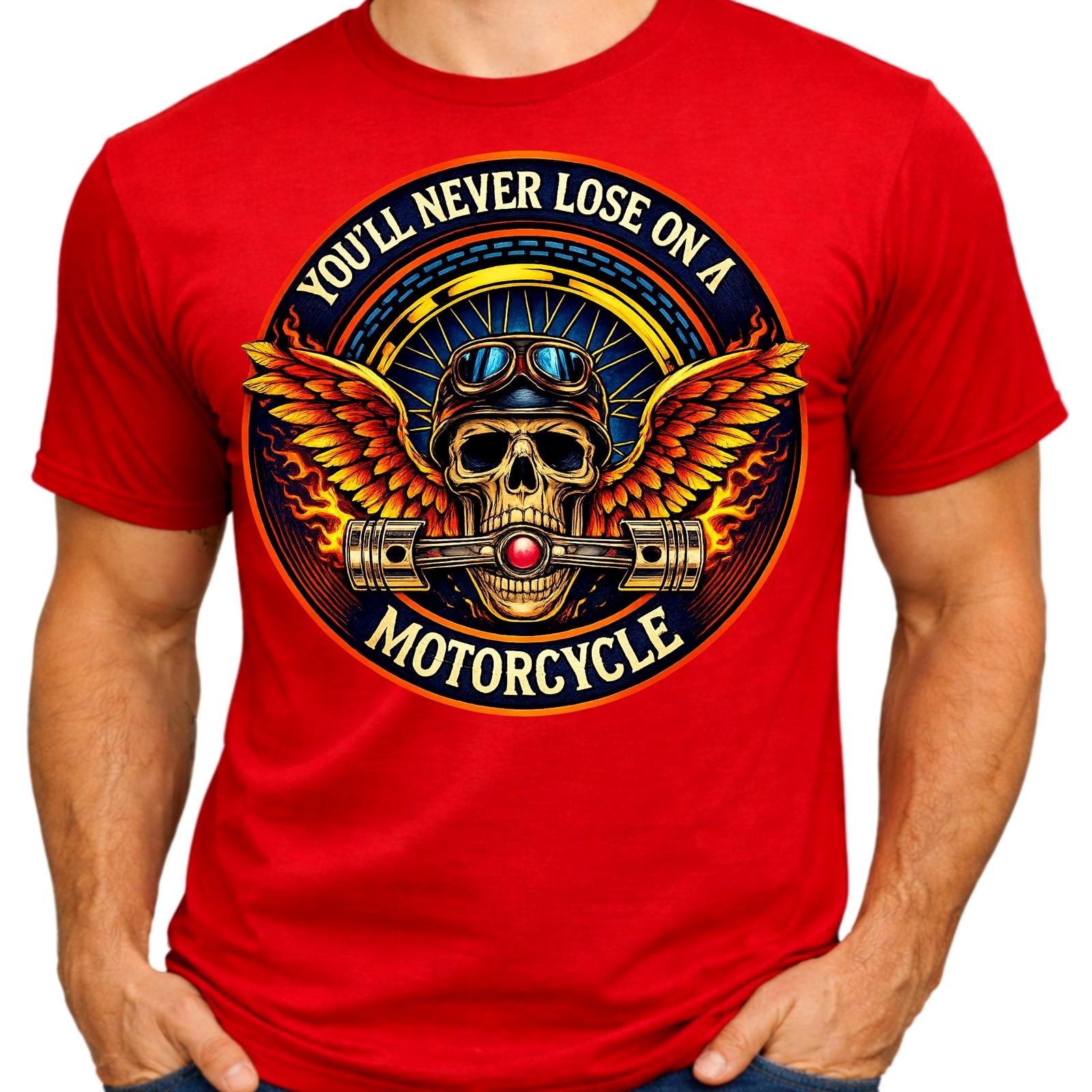 Motorcycle Skull T-Shirt Biker Wings Chopper Vintage Tattoo Style Graphic Tee S разноцветный