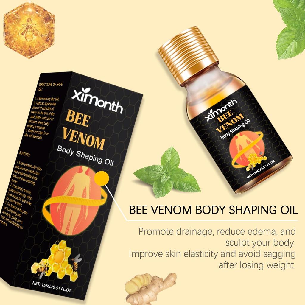 XIMONTH Bee Venom Body Sculpting Oil Tightens the Body and Abdomen, Shapes and Highlights Body Curves, and Lifts the Body, 15ml.