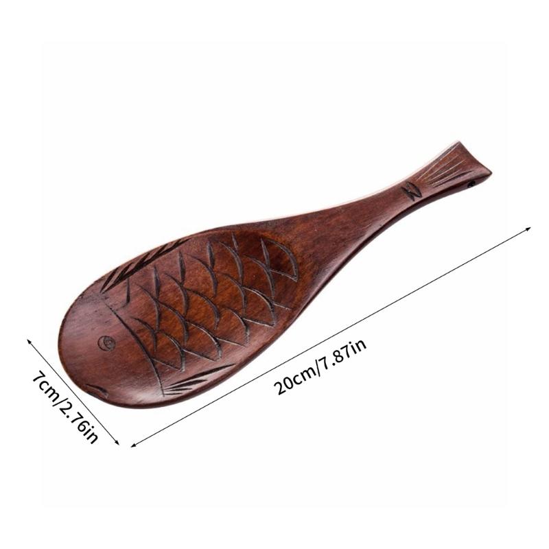 User Friendly Wooden Fish Rice Scoops Heat Resistant Handle Kitchen Tool Unique Shape Multipurpose Cooking Accessory