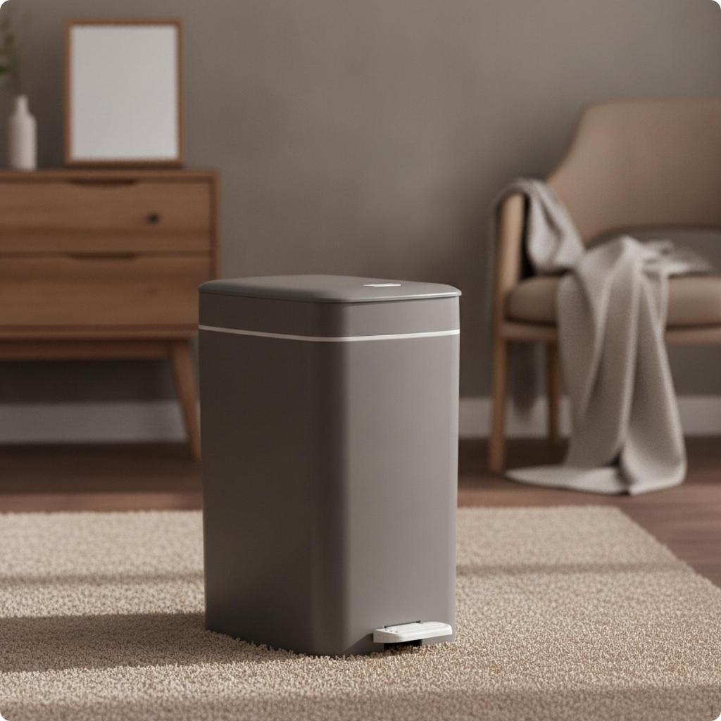 OdorSealing Pedal Trash Can with Lid | Smooth Matte Finish, Compact Freestanding Design, for