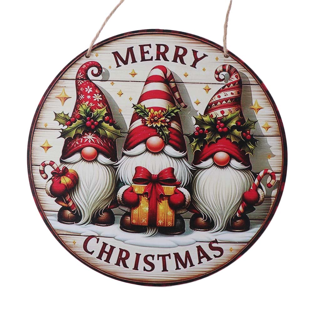 Ornaments Dwarf Hanging Candy Cane Pattern Christmas Doorplate Christmas Wooden Sign Farmhouse