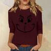 3/4 Sleeve Tops For Women T-Shirt Casual Christmas Print Tops T Shirt Round Neck Pullover Blouse