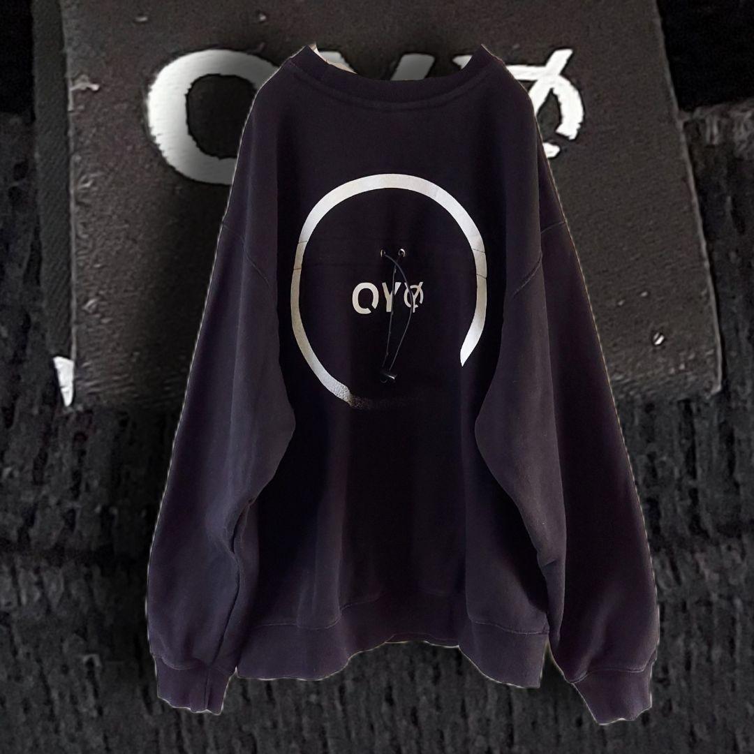 

[USED] OY Back Print Drawcord Crew Sweatshirt, Size XL, Black, Oversized