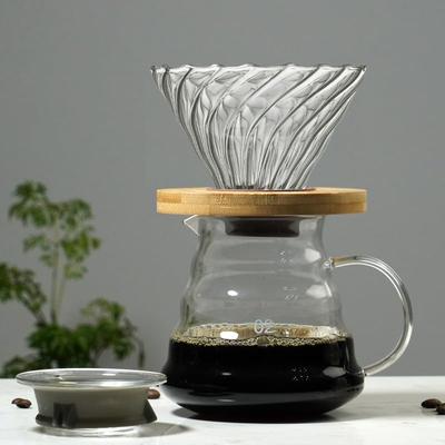 Gugrida 600 ml Kaffeekanne, Tropfkaffeekanne, Handtropfkaffeekanne, hitzebeständig, kältebeständig, Material aus hochborhaltigem Silikatglas (Transparent)