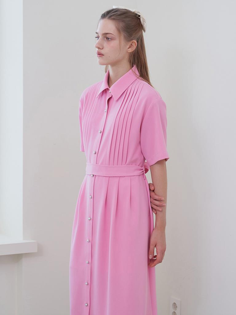 Illustrious Illusion Pink Pintuck Dress