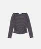 INSTANTFUNK Stripe Off Shoulder Neck Tee - Navy