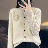 QingHe Cashmere Women's 30% Cashmere Cardigan - Soft & Warm Wool Blend Sweater