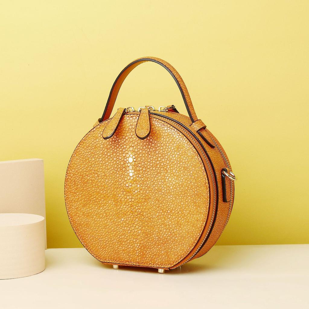 Smooth Pearl Fish-patterned Small Round Bag, Classic Ladies' Handbag, Single-shoulder Crossbody Bag, Fashionable Women's Bag