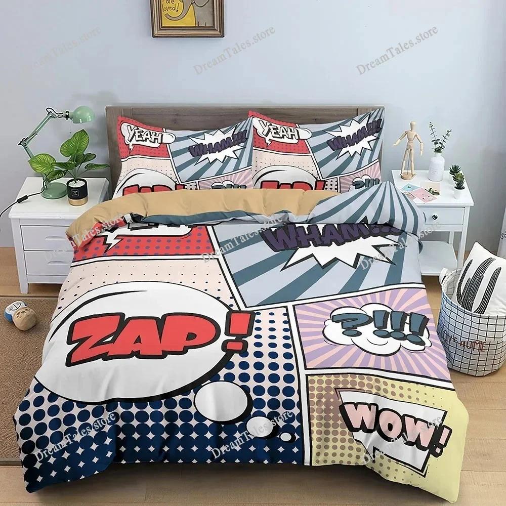 Color Comic Pattern Duvet Cover Queen King Cartoon Bedding Set for Kids Boys Girls Hippie Hip Hop Rock Style Comforter Cover741