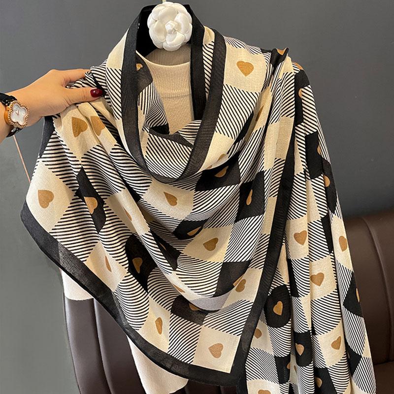 Women Scarf Flower Print Hijab Soft Shawls And Wraps Tessale Female Foulard Designer Pashmina Bandana Headscarf