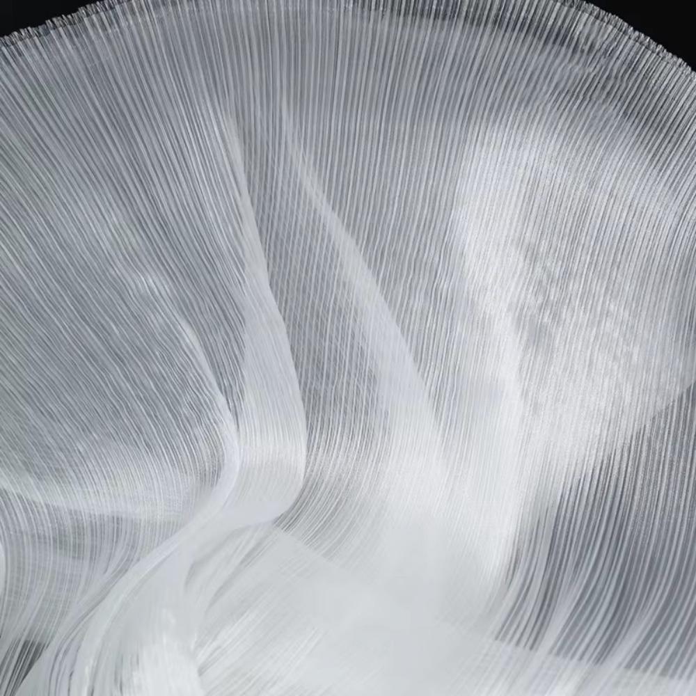 Fashion Bright Organza Fabric DIY Stiff Shape Pleated Mesh Fabrics Polyester Material Wrinkled Texture Fabric Wedding Decoration