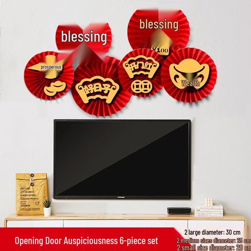 New Year Spring Festival Paper Fan Flower Decorations for Store and Home