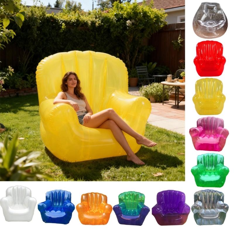 Transparenter aufblasbarer PVC-Sofastuhl Robuste Ausführung Ergonomisches Design Luftsofa zur Entspannung Außenbereich Garten Poolseite