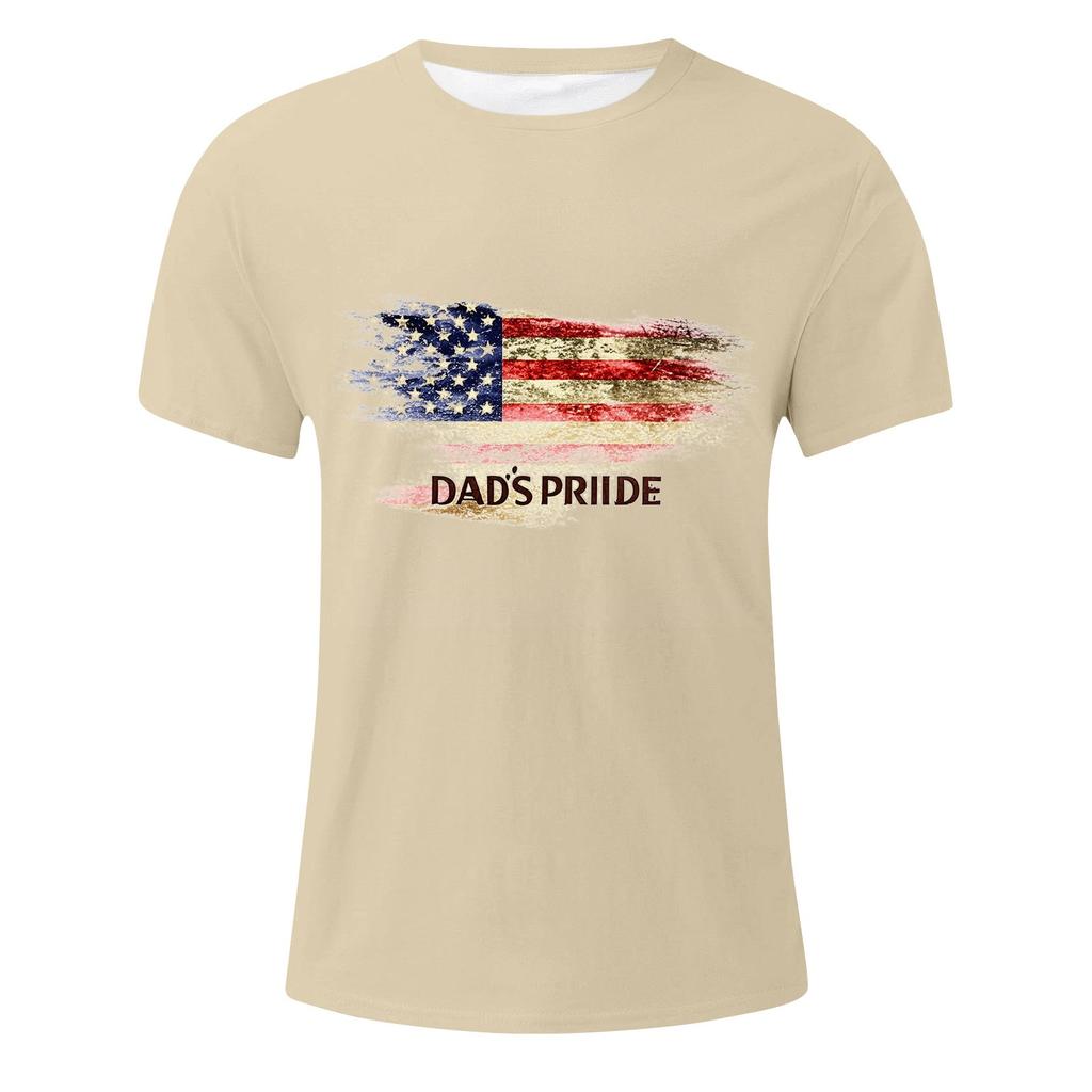 Men's Father's Day Flag Printed T-Shirt Men's Loose Casual Short Sleeve Top
