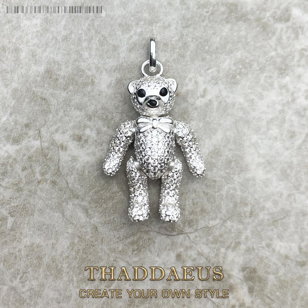 

Pendant Teddy Bear,Spring New Pure 925 Silver Fine Jewelry Europe Bijoux Cute Accessories Gift For Women серебряный