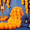 Giegxin 15 Pack Marigold Garland for Decoration 5 ft Long Strands Faux Artificial Marigold Flowers Indian Wedding Party Mantle Decor for Pooja