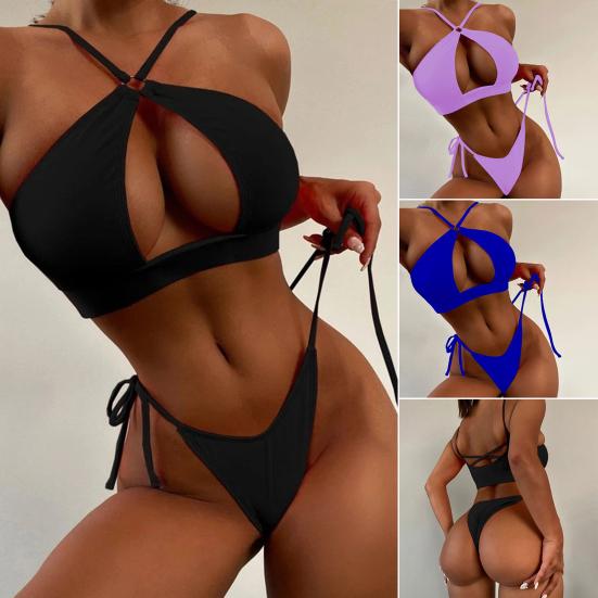 

2 шт./компл. летние бикини-стринги с твердой подкладкой, летний цветной эластичный купальный костюм для плавания
