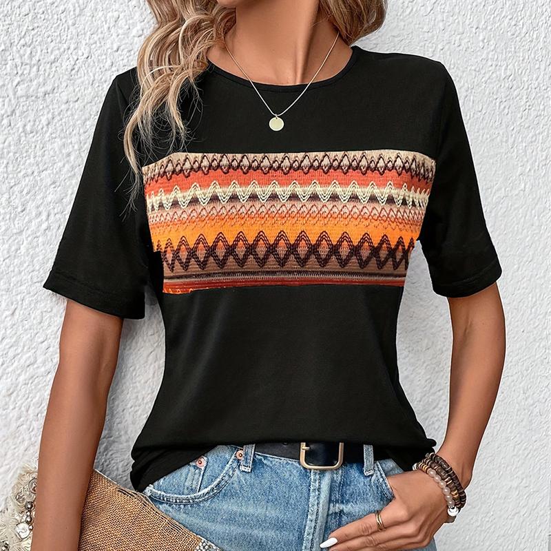 

Женская летняя футболка с коротким рукавом, круглым вырезом и принтом XL