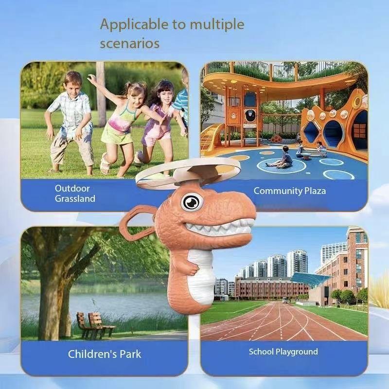 Non-Toxic Childrens Dinosaur Bamboo Dragonfly Toy Hand Pulled Flying Disc Frisbee Spinning Flying Parent Child Outdoor Interaction Toy