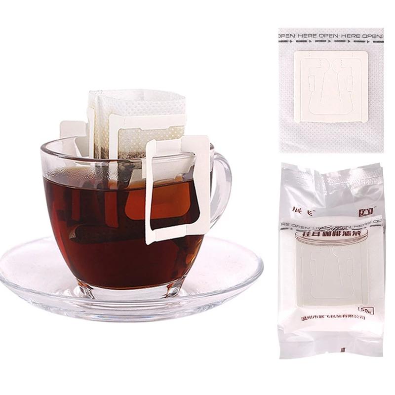 Disposable Coffee Filter Bags Portable Hanging Ear Style 50/25Pcs Coffee Filters Eco-Friendly Paper Bag For Espresso Drip Coffee