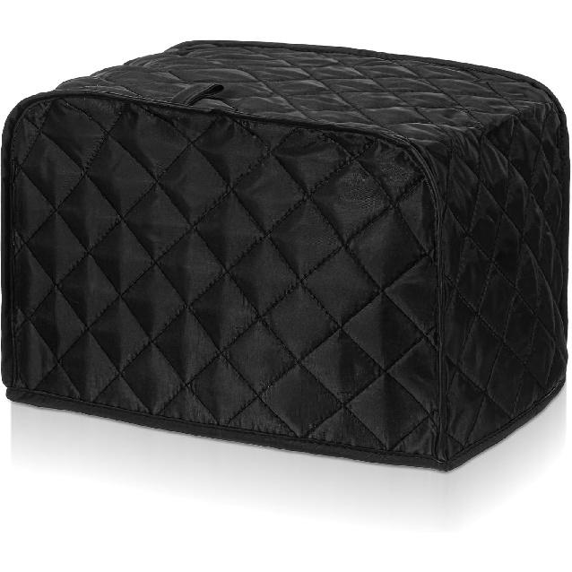 Чехол для тостера на 2 ломтика, Черные чехлы для тостера, Стеганые хлопковые чехлы для тостеров 2 ломтика с широкими слотами, Моющийся кухонный чехол для тостеров и мелкой кухонной техники