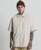 STAGE NAME Vintage Washed Cotton Double Shoulder Short Sleeve Shirt_L Beige