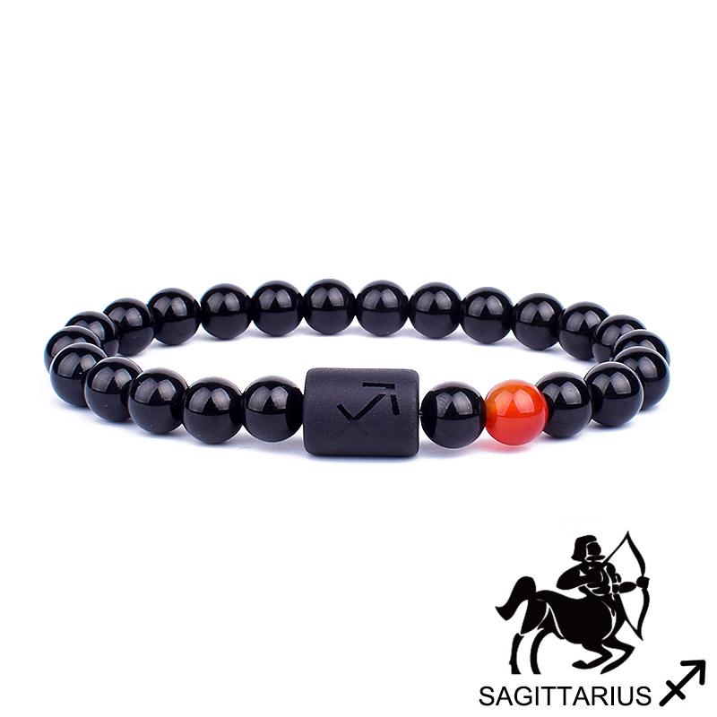 12 Constellation Bracelets Natural Black Onyx Bead Bracelet Star Sign Constellation Horoscope Couple Bracelet Friendship Jewelry