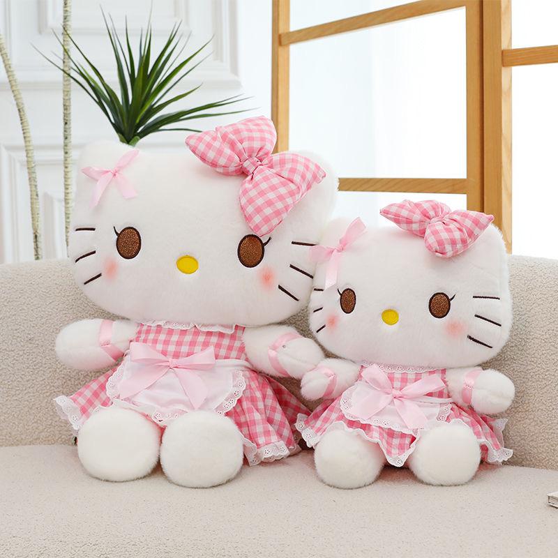 Creative Hello Kitty Plush Toy: Cute Maid Cat Doll with Bow - Perfect Birthday Gift Companion