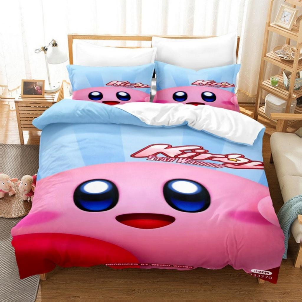2026 Cartoon Roze Ster Kirby Bondgenoten Dekbedovertrek Kussensloop Beddengoed Set Volwassene Jongen Meisje Slaapkamer Decoratie Enkel Dubbel Groot Formaat