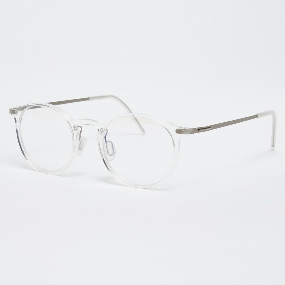 Alloaiweeo [The Air] Al5301 2011G Ultra-Lightweight Minimal Round Transparent Clear Eyeglass Frame Blue Light Lens Selection